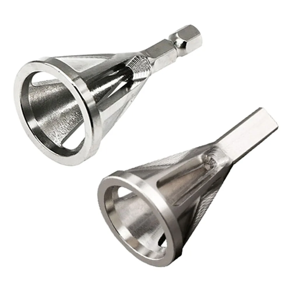 2pcs Deburring External Chamfer Tool Triangular Hexagonal Handle High Speed Steel Remove Burr Drill Bit Tools For Metal Drilling