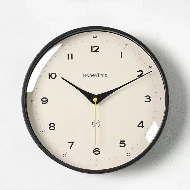

10/12" Modern Simple Wall Clock Living Room Home Decoration Punch-free Round Wall Hanging Watch Nordic Fashion Mute Quartz Clock