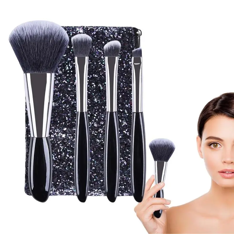 4PCS Portable Face Powder Blush Concealers Eye Travel Makeup Brushes Set Soft Cosmetic Bristles Brush Eyeshadow Brush For Women