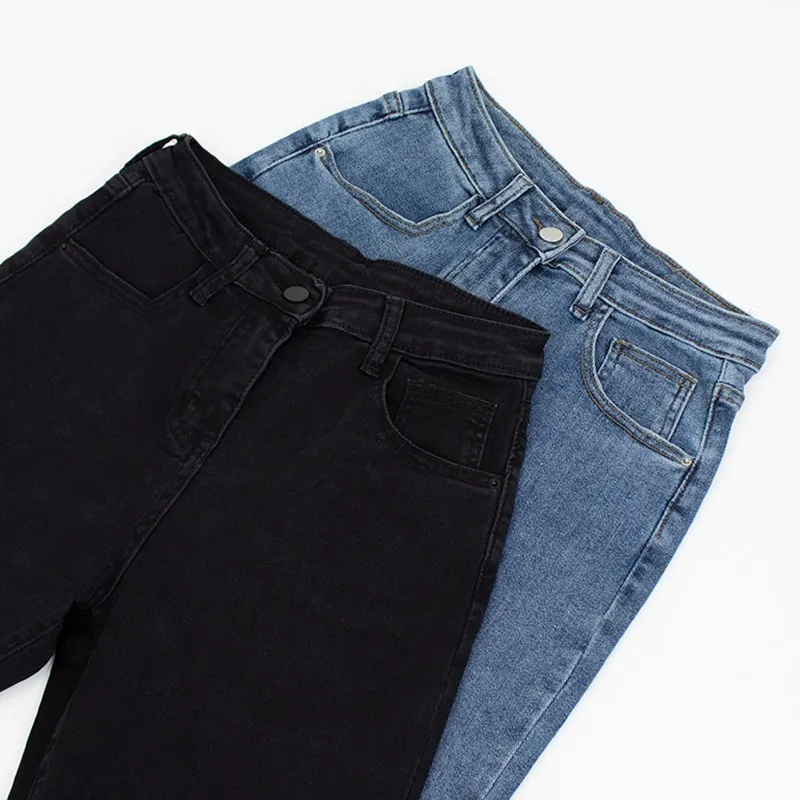 

Эластичные прямые джинсы больших размеров с высокой талией, женские осенние новые модные джинсы больших размеров, одежда для девочек, брюки-трубы