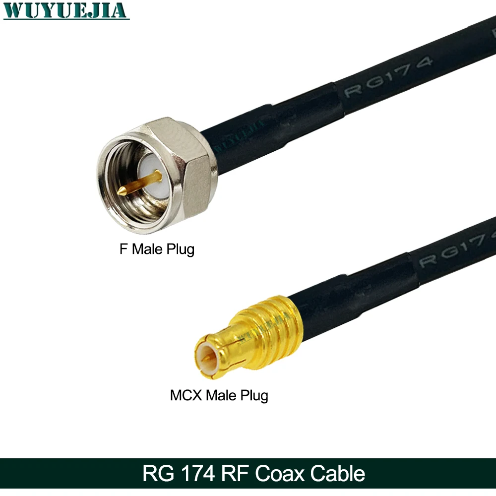 MCX ذكر التوصيل الزاوية اليمنى إلى F ذكر أنثى مهايئ الرافعة 50 أوم RF كابل محوري RG-174 للتلفزيون الرقمي واستقبال الفيديو #2