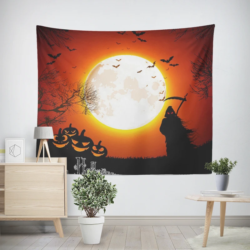 Tapeçaria de parede para decoração de quarto, quarto moderno, quarto estético, arte da parede, tecido grande, halloween, engraçado, outono