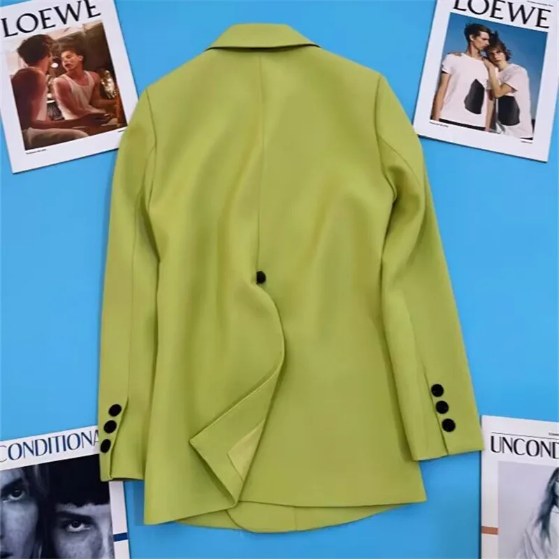 

Women's Autumn New Style Commute Suit Jacket 2026 Avocado Color Goddess Elegant Personality Polyester Blend Fashionable