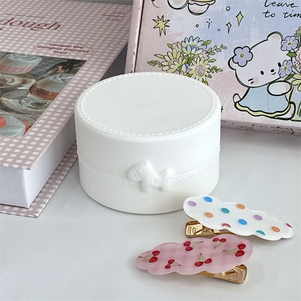 Portable Cute Cartoon Ring Earrings Box Dustproof Round Hair