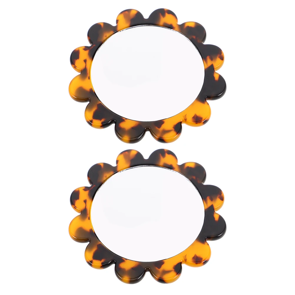 2 Stück tragbarer Make-up-Spiegel im Vintage-Stil, runde Tasche, kompakter kleiner Hand-Reisespiegel für Mädchen und Frauen