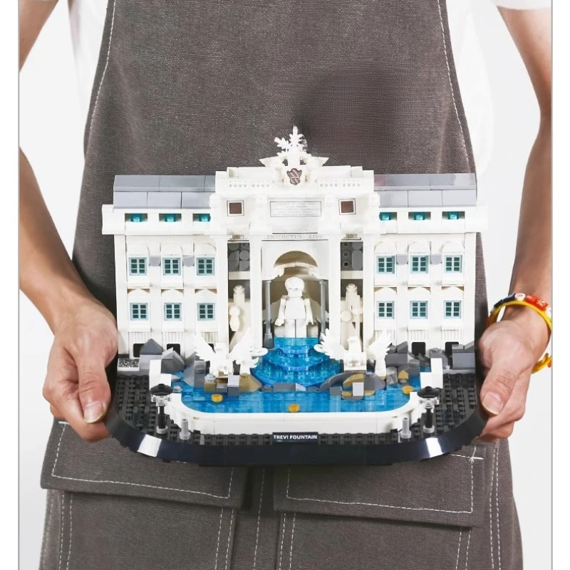 SEMBO-bloques de construcción de fuente Trevi, fuente de deseos romana ensamblada a mano, modelo arquitectónico, juguetes creativos para niños