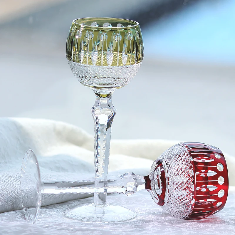 Handcrafts Multi-Colored Hand Cut Wine Glasses Edo Kiriko's Hock Glass Goblet Champagne Flute With Gift Box