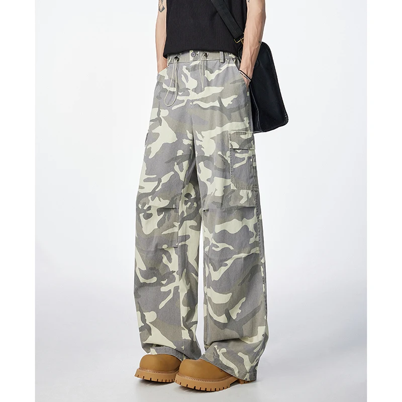 

Breathable and Fashionable Running Pants Work Pants Men Wide-leg Camouflage Pants Simple Casual Mountaineering Curved Knife Pant