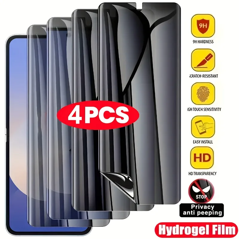 4Pcs Full Cover Privacy Hydrogel Film for Samsung Galaxy Z Flip 7 6 5 4 3 Soft Screen Protector Film