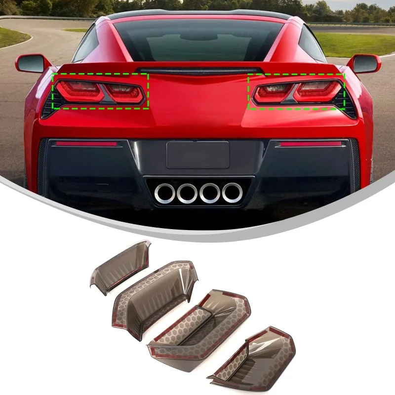 

ABS For 2014-2019 Corvette C7 Tail Light Blackout Covers Automotive Tail Light Protective Cover (Honeycomb Texture) Accessories