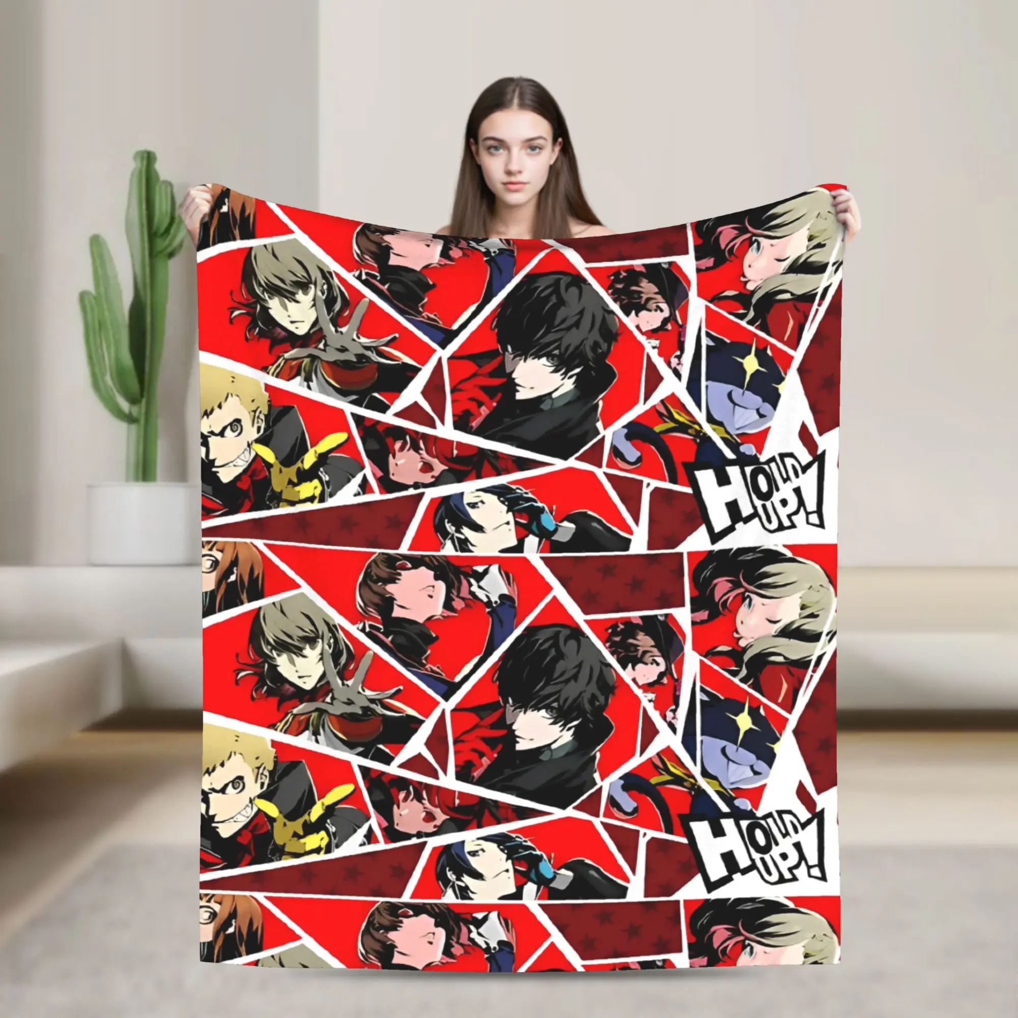 Persona  5 Royal Hold Up! Shattered Glass Group Collage  Blankets Fuzzy Funny Breathable Throw Blanket for Bedding Lounge