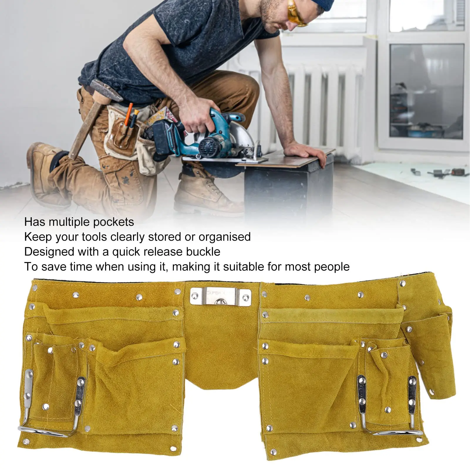 Cow Two-layer Leather Tool Double Pack Leather Tool Belt Exguisite Electrician BeltsWear-resistance Work Apron Garden Toolkit