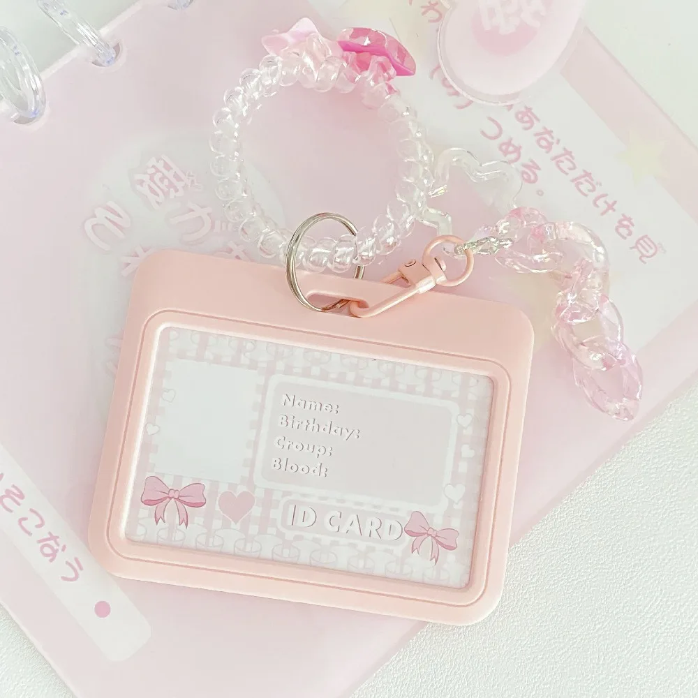 

New High Beauty Card Holder Flash Pink Love Gradient ID Card Holder Vertical Credit Card Holders Bus Student