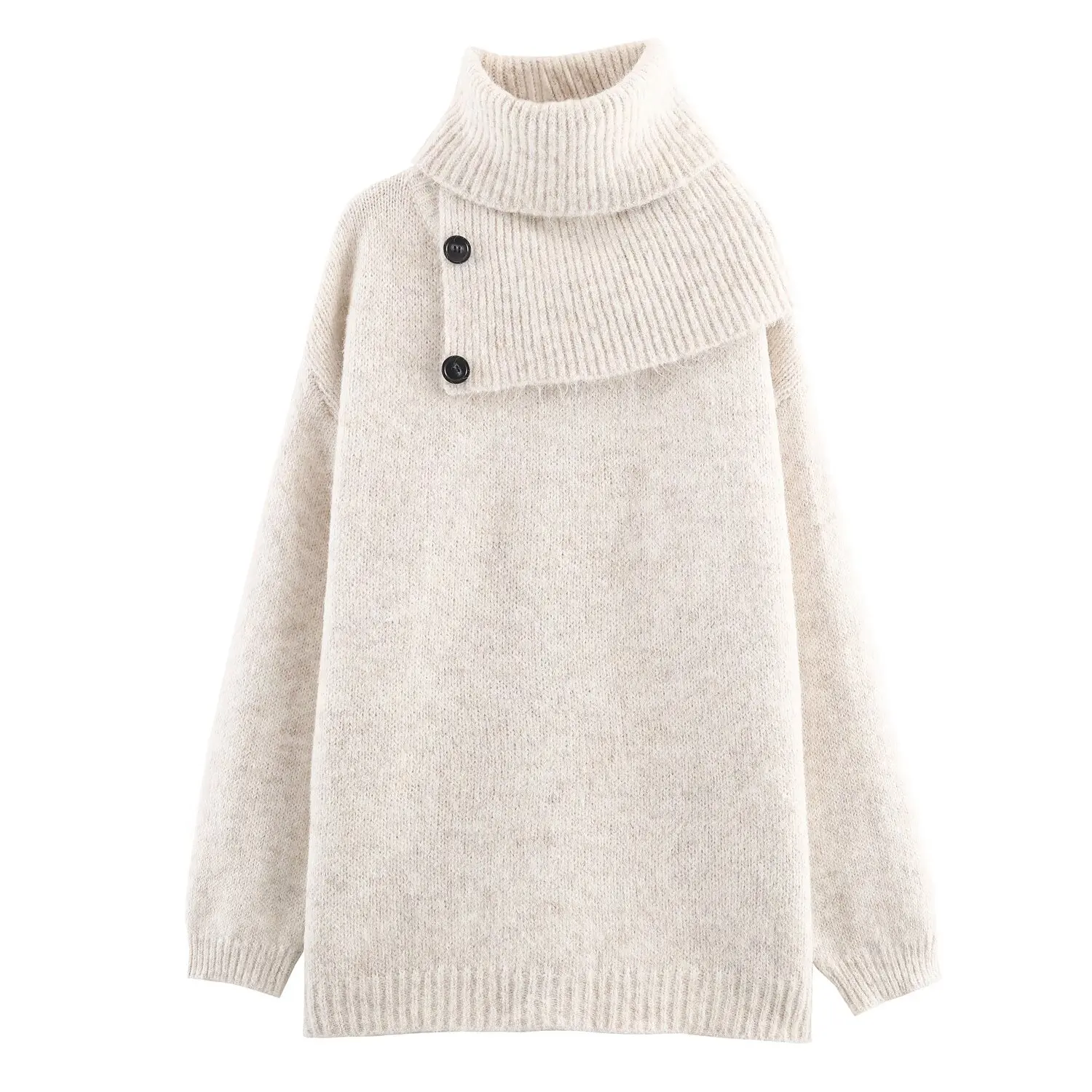 

2025 ЖЕНСКИЙ модный новый зимний шарф в Европе и Америке, украшенный круглым вырезом и длинными рукавами, свитер Mujer