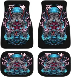 Shinigami Japan Culture Car Mats Universal Drive Seat Carpet Vehicle Interior Protector Mats Funny Designs All-Weather Mats Fit