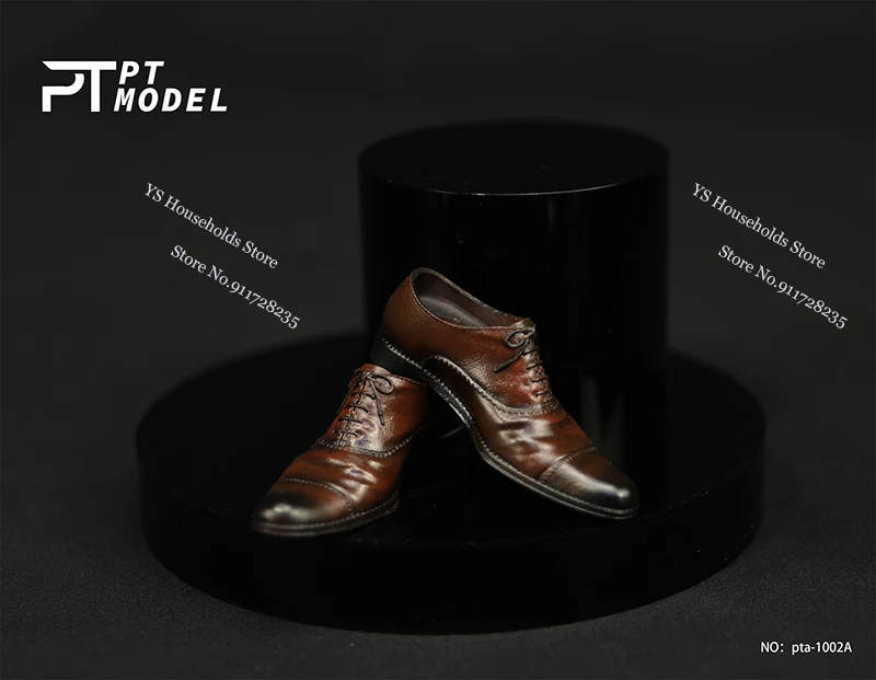 In Stock PTMODEL 1/6 Man Soldier Magnetic Suction Vintage Leather Shoes Wooden Platform Scene Accessory Fit 12