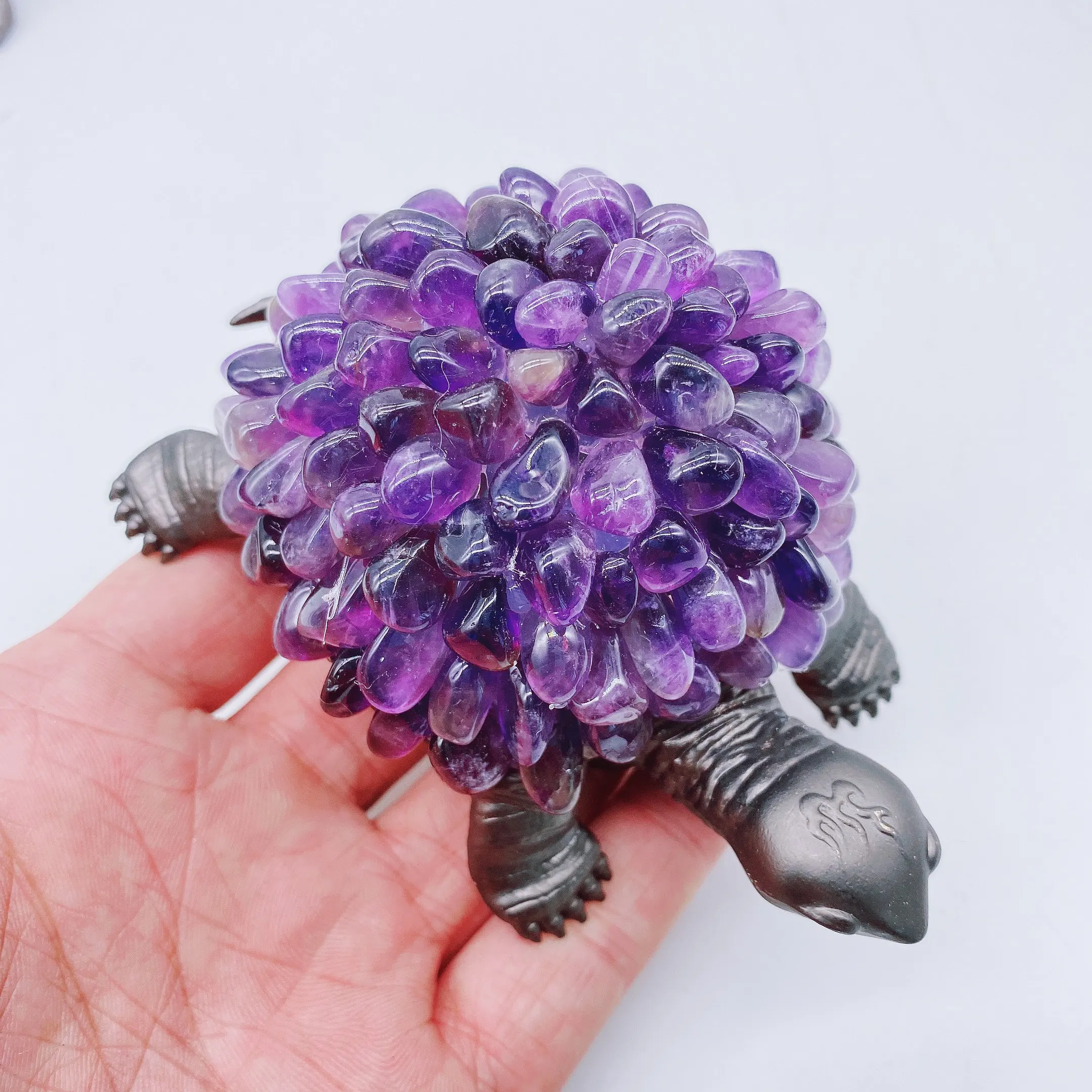 

1pc Natural Amethyst Energy Reiki tortoise carving decoration Crystal Quartz Healing High Quality Gemstone For Gift