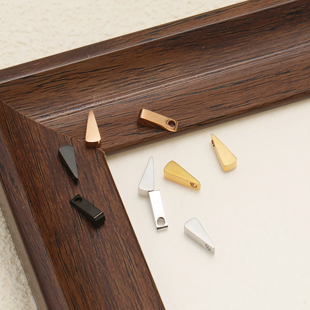 5 Stück 10mm Edelstahl-Dreiecksperlen-Anhänger für DIY-Schmuckherstellung, Niedliche Halsketten-Anhänger, Zubehör für Armbänder – Detail 4