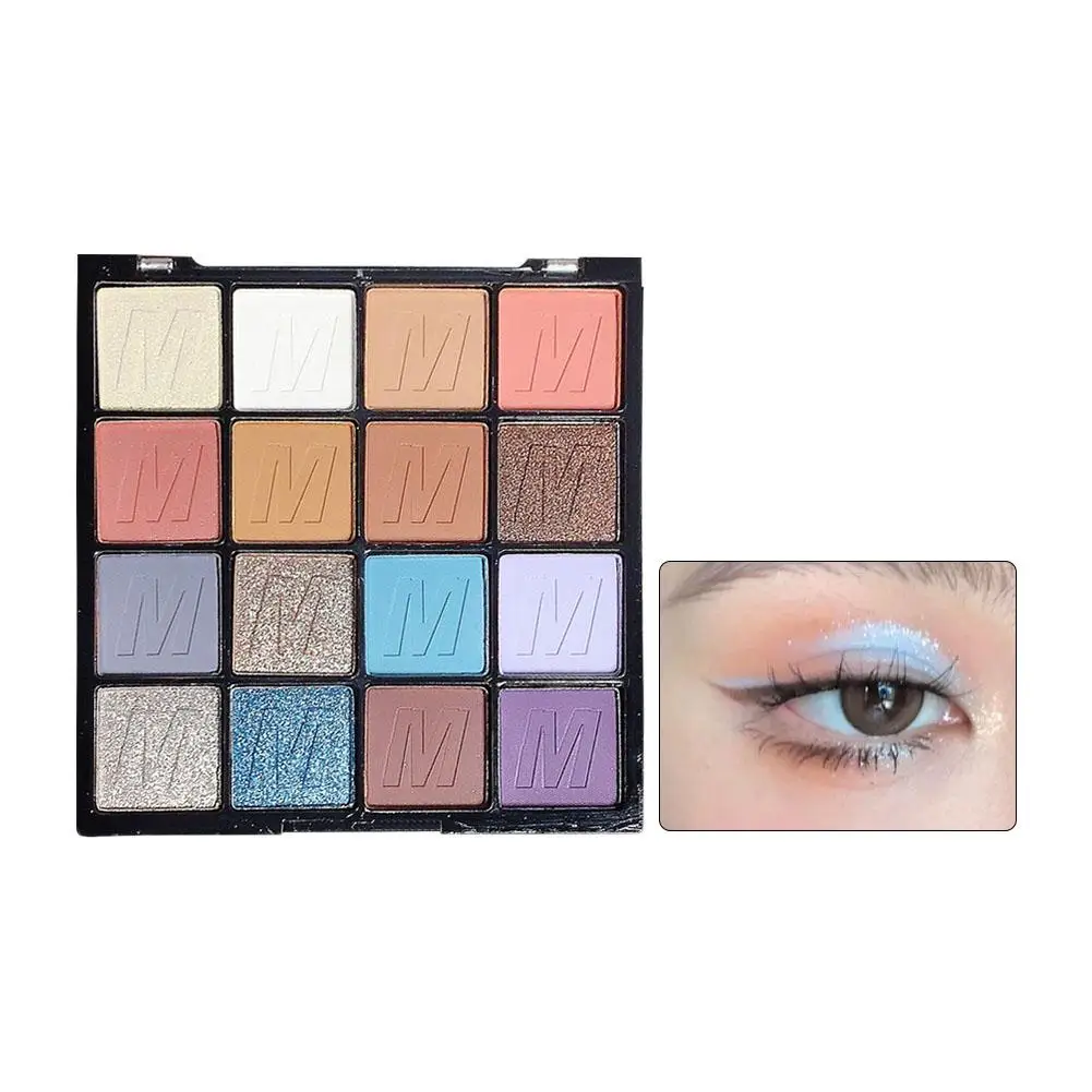 Paleta de sombra de ojos de 16 colores, brillo mate, sombra de ojos nacarada, resaltador duradero, maquillaje de ojos impermeable, cosméticos