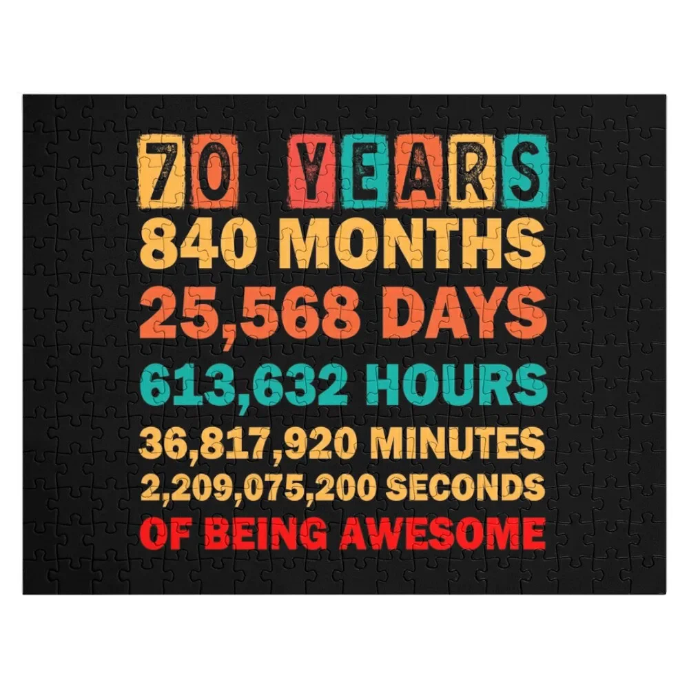 

70th Birthday Shirt 70 Years Old Anniversary Gifts Jigsaw Puzzle Personalised Name Customs With Photo Puzzle