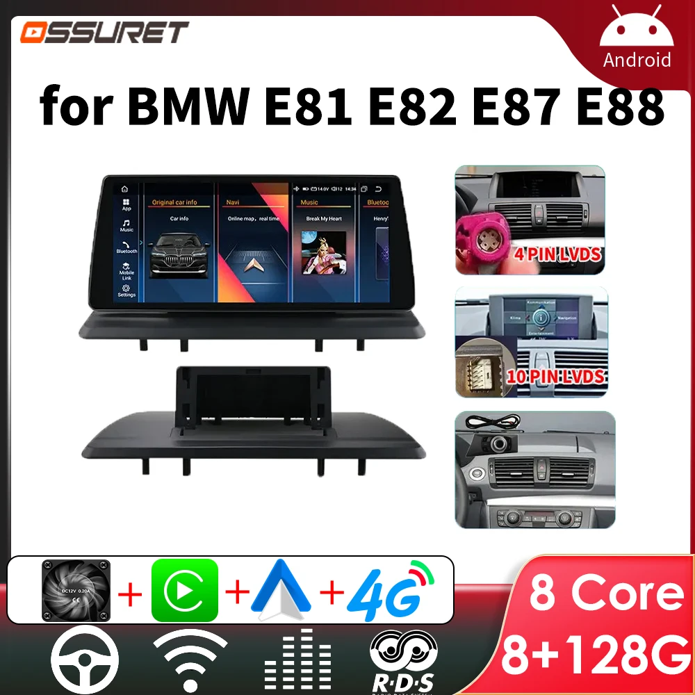Autoradio für BMW 1 2006 - 2012 E81 E82 E87 E88 CCC CIC Carplay Intelligenter Auto-Player Android Auto GPS WIFI 4G 10,25-Zoll-Bildschirm