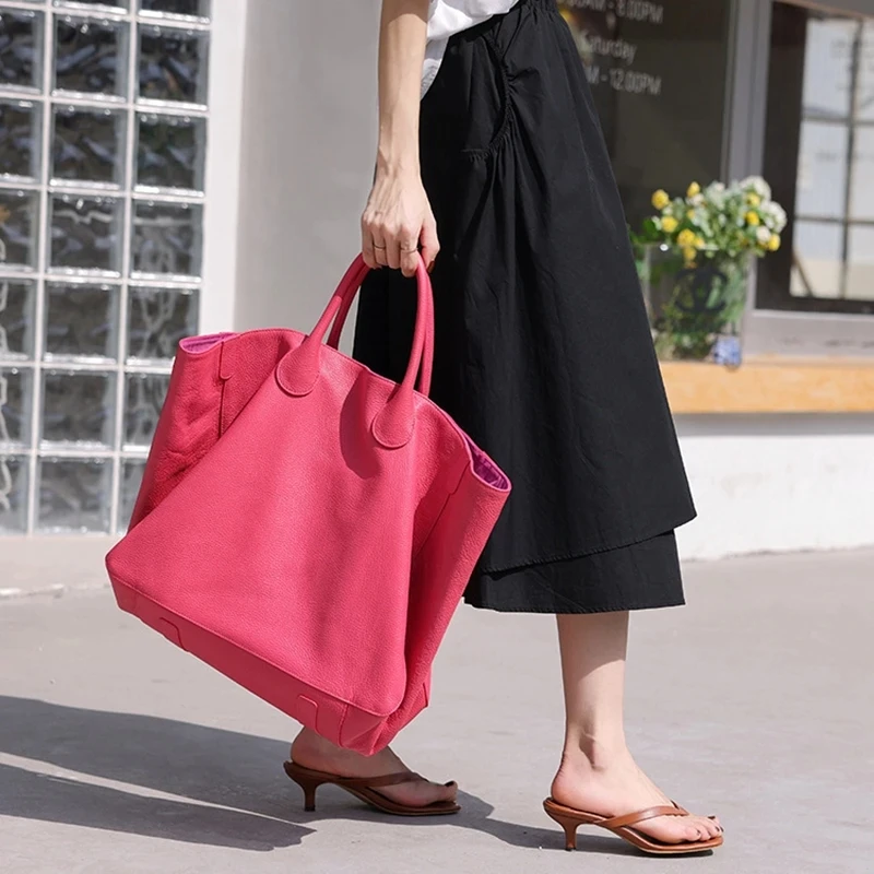 Women Bag Genuine Leather large Handbag Luxury Cowhide Casual Tote Thick Real Natural Bucket Shopper Daily shoulderBag Big Purse