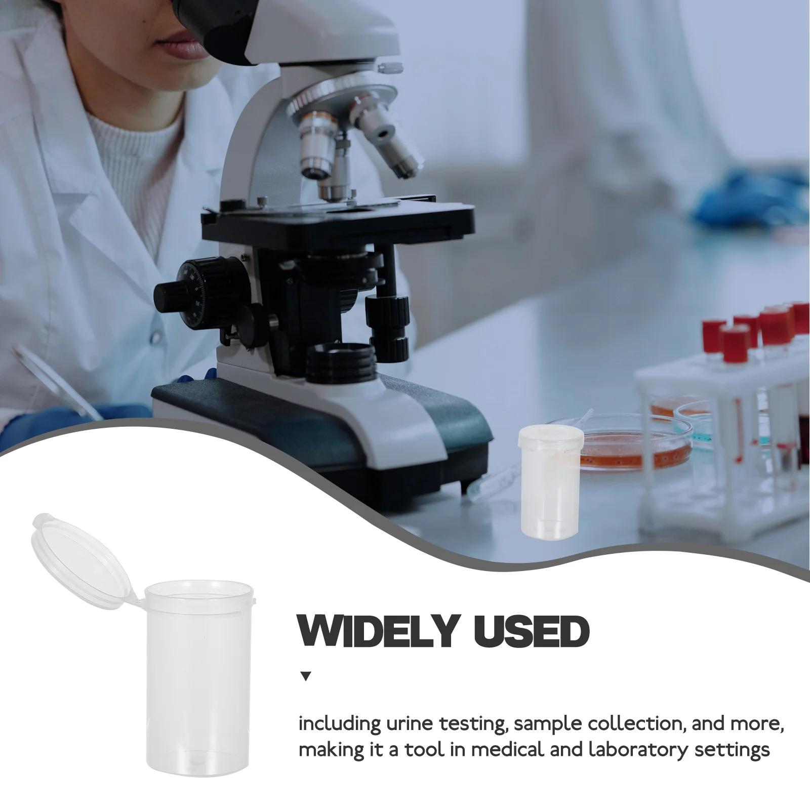 

20 Pcs Urine Cup Sample with Lid Pee Cups Plastic Specimen Lab Containers Disposable