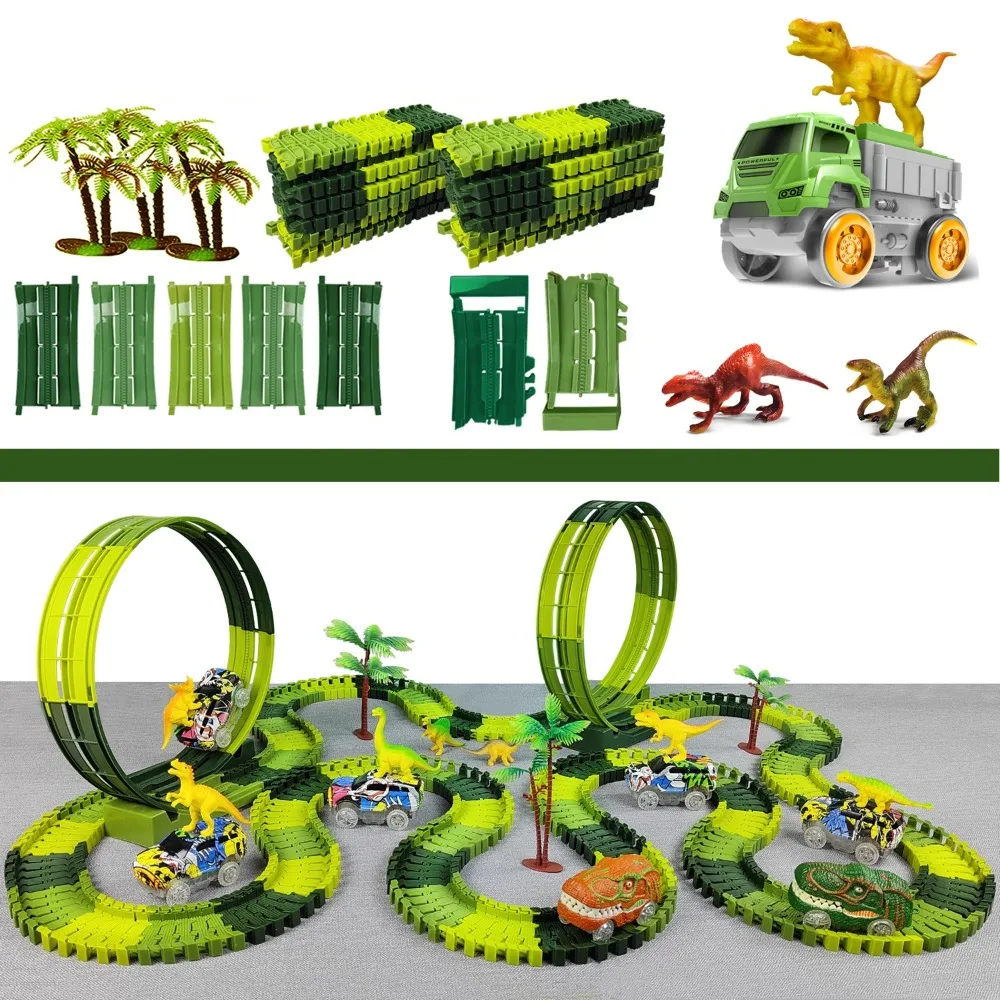 Dinosaur World Climbing Track Train Railway Anti-gravity Electric Track Flexible Track Vehicle Dinosaur Track Car Boys Girls
