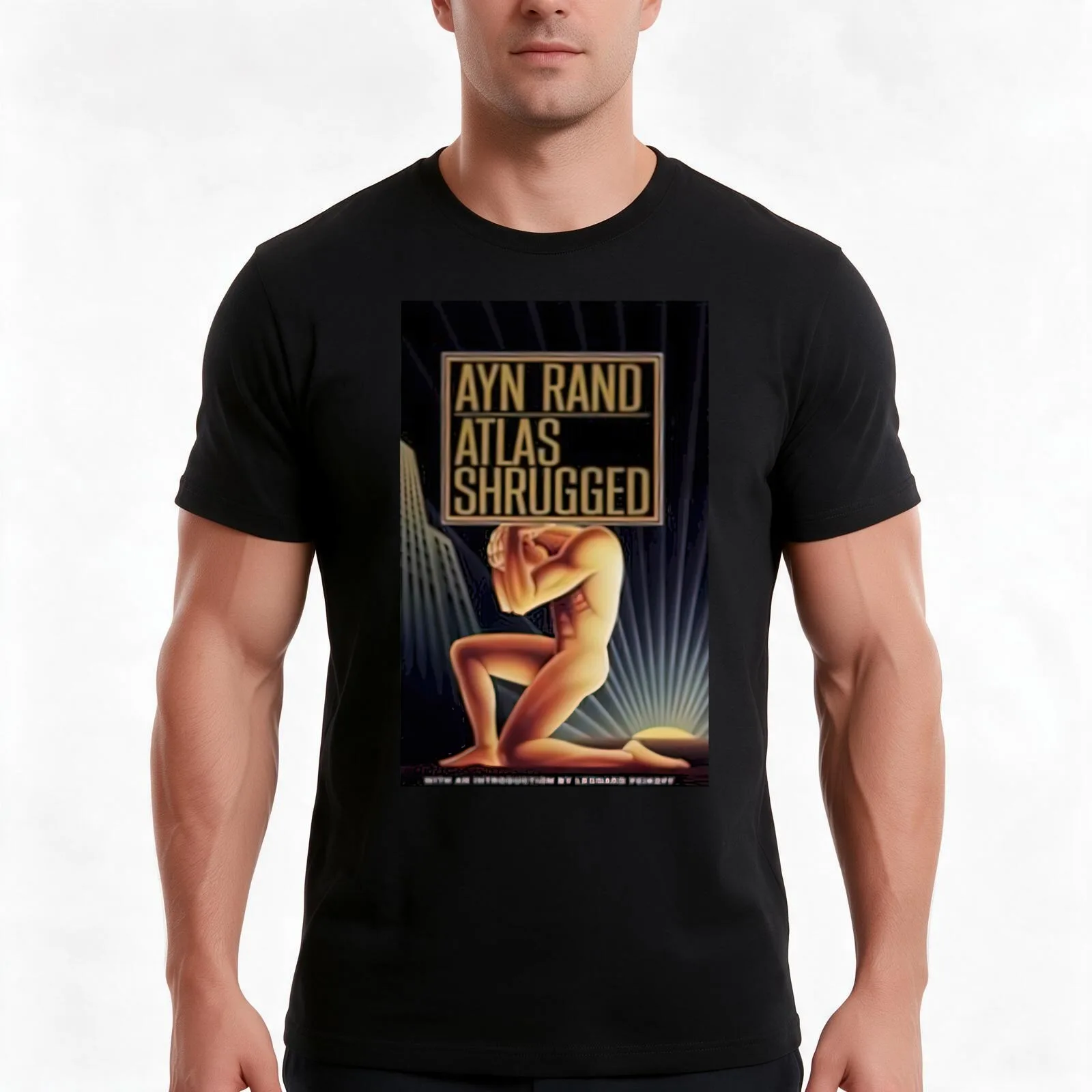Ayn Rand Atlas Shrugged T-Shirt, Summer Casual Cotton Tee, Oversized Streetwear Tops, Vintage Graphic Print, Unisex Men Women