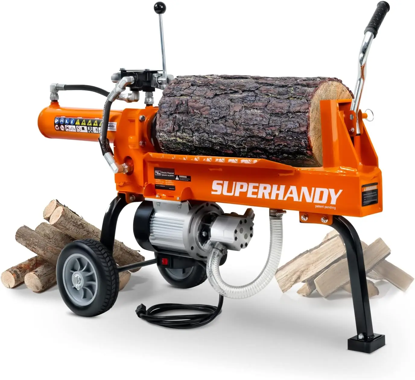 

Log Splitter Portable Electric 14 Ton Rapid Auto Return Hydraulic Ram System Bucher Gear Pump 2.5eHP 15Amp Motor Hori