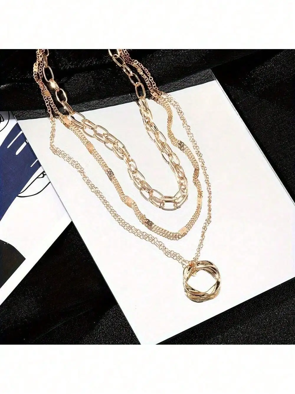 

Комплект золотых многослойных ожерелий - изящные штабелируемые круглые цепочки с подвеской для женщин, модная идея для подарка на день Святого Валентина