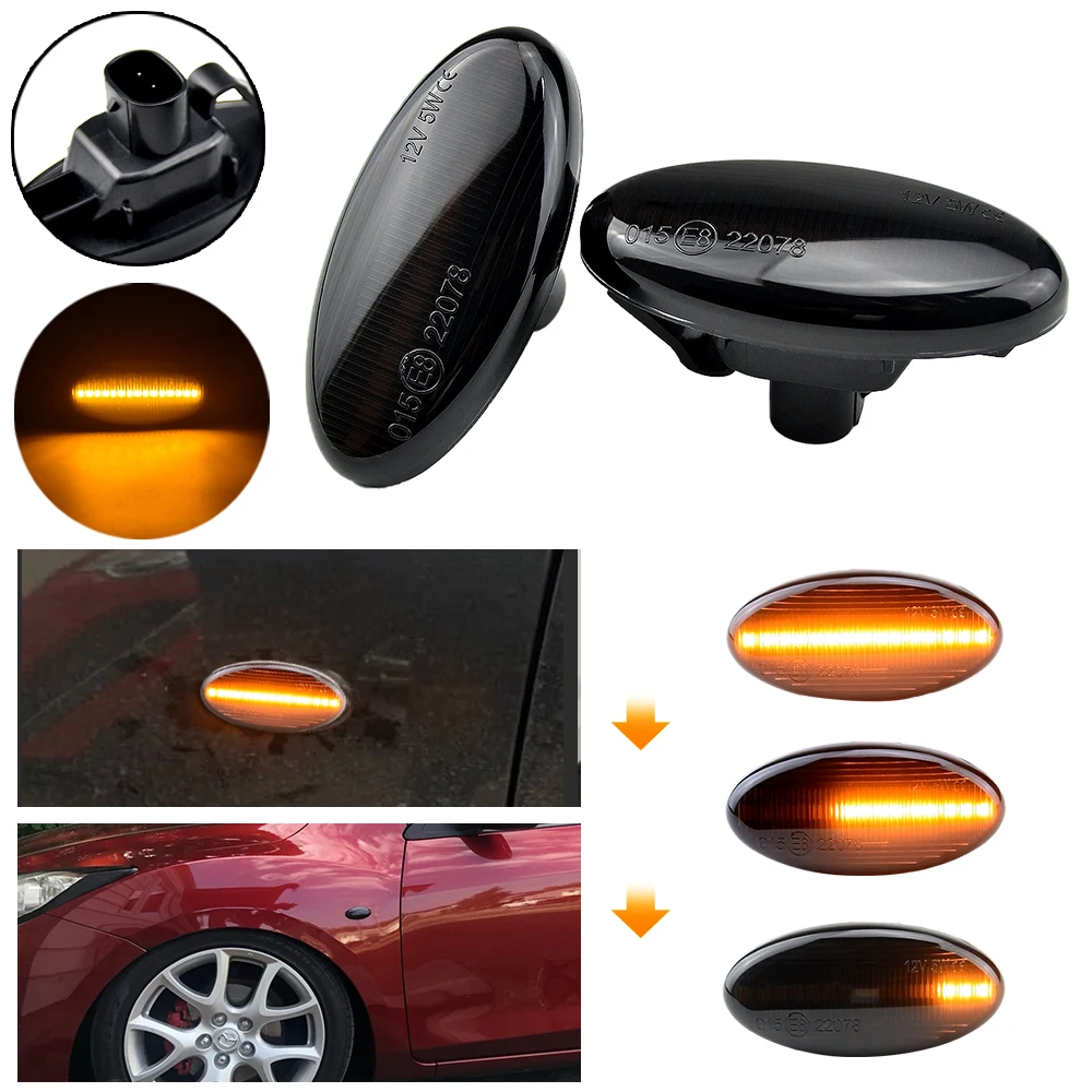 NEW 2pcs For Mazda 3 (BK) 2003-2009 Led Dynamic Side Marker Turn Signal Light Sequential Blinker Light Emark