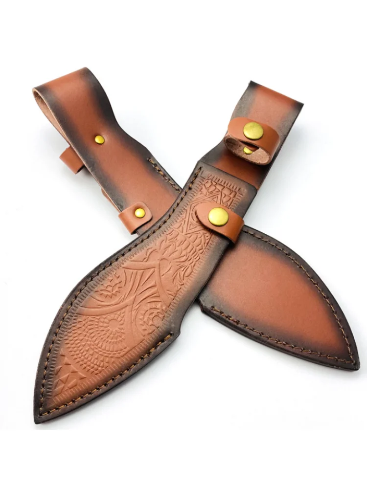 1pc Genuine Cowhide Outdoor Straight Knife Sheath Scabbard Cowskin Hunt Holster Leather Cook Knife Cover Shell Storage Bag