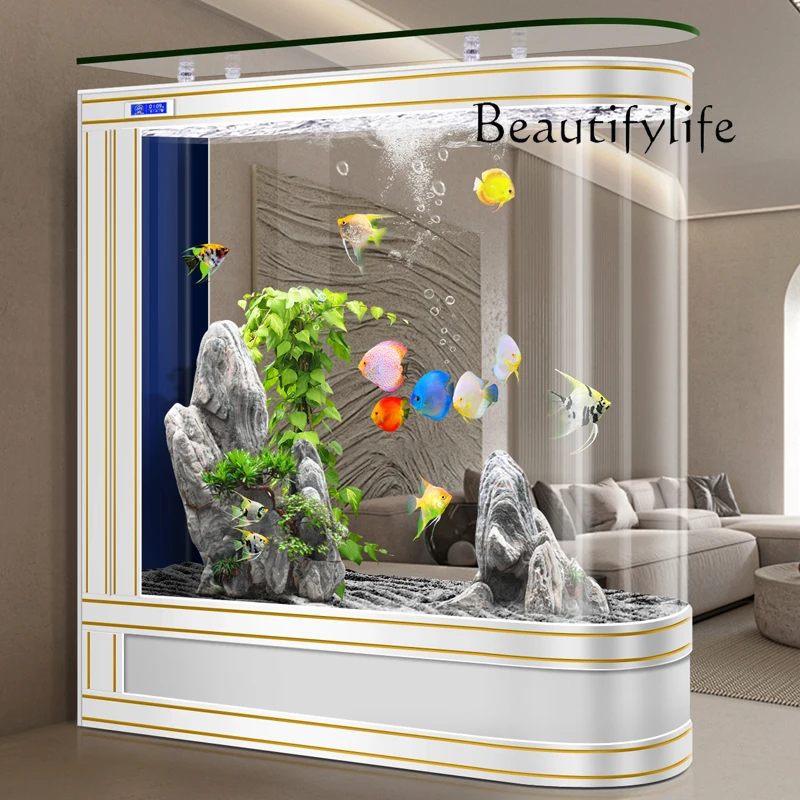 

medium and large floor aquarium household partition free water change Living room European fish tank bullet screen