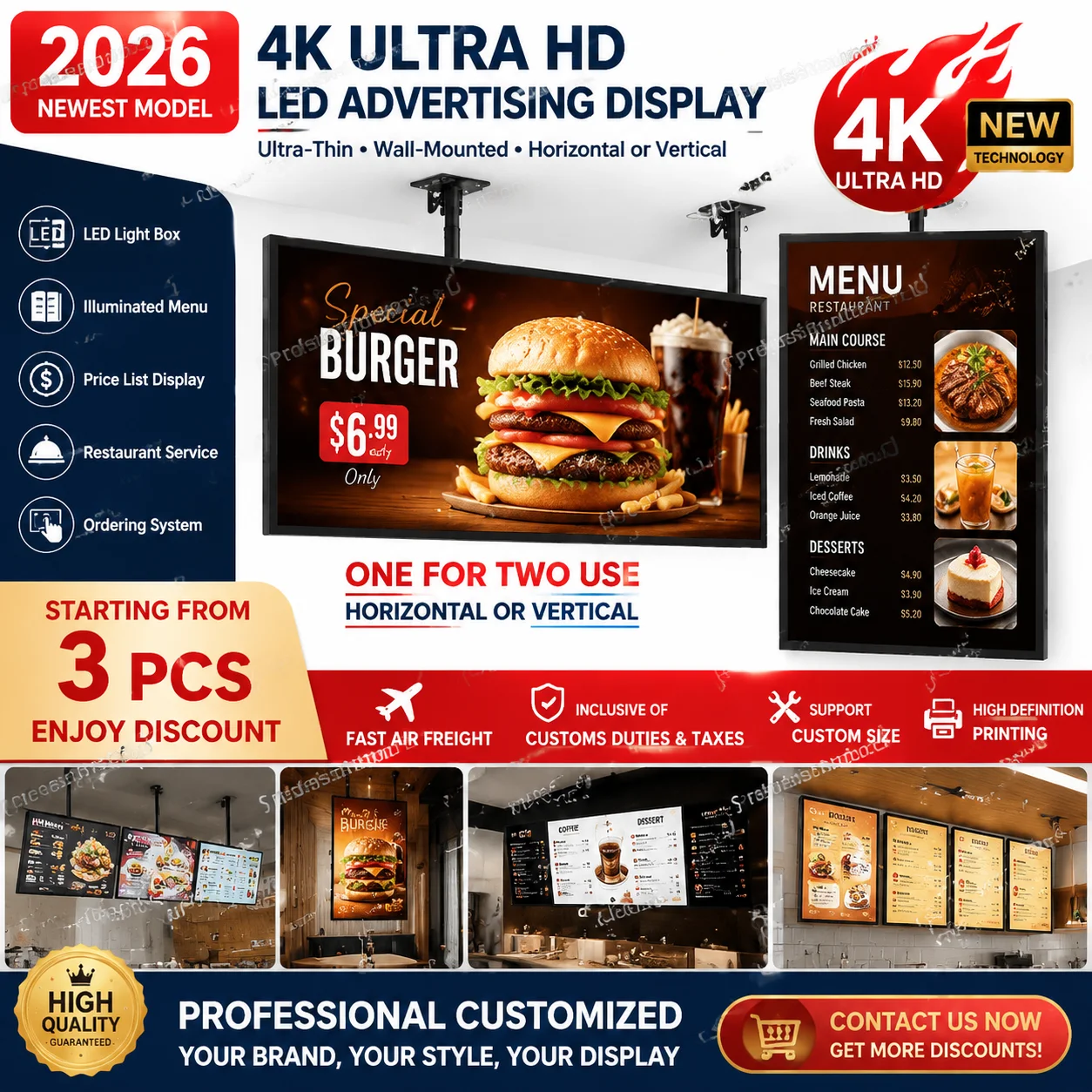 

High definition LED ultra-thin TV lightbox translucent store advertising lightbox horizontal/vertical dual-use