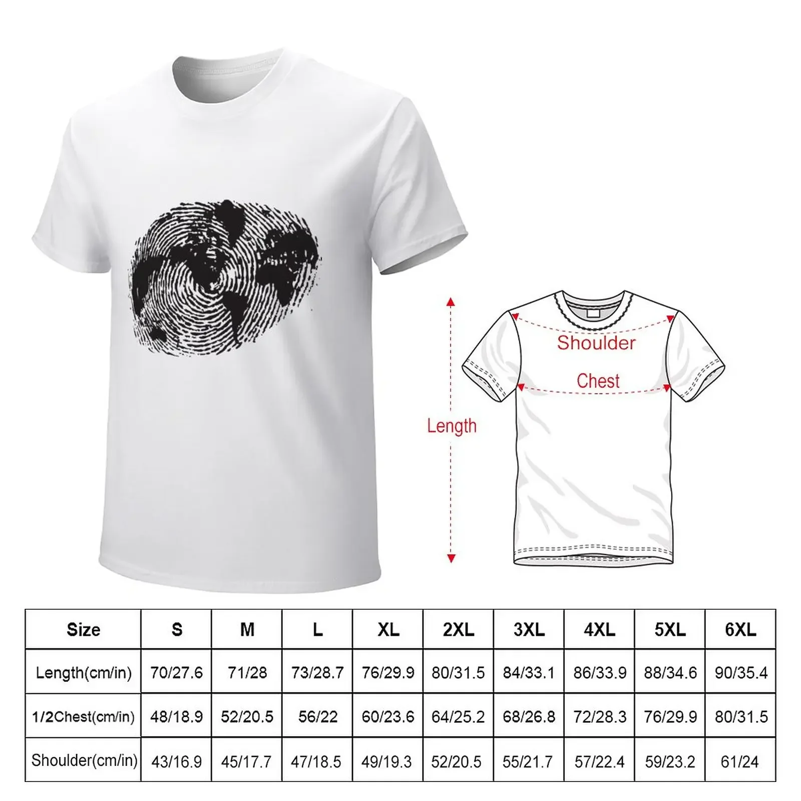 Globe Finger Print T-shirt: One Of A Kind T-Shirt graphics quick-drying sports fans plain white t shirts men