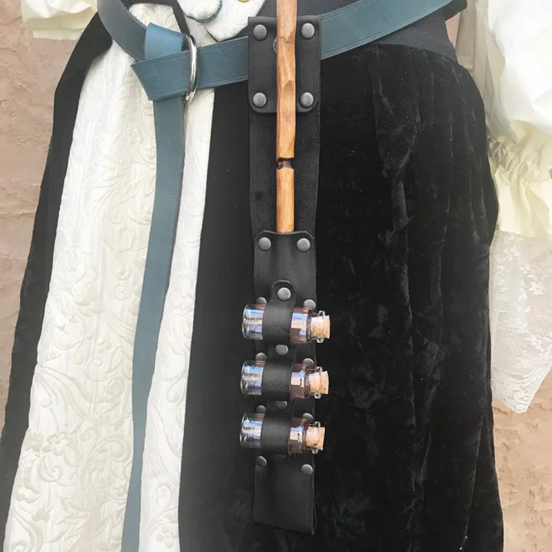 

Vials Wand Holster Holder Steampunk Women Halloween Costume Potion Bottle Belt Renaissance Witch Mage Warlock LARP Healers Props