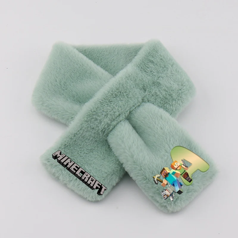 

New Game Theme Plush Scarfs Minecrafted Scarf Boys Winter Warm Fashion Letters Print Thickened Soft Neck Scarves Birthday Gifts