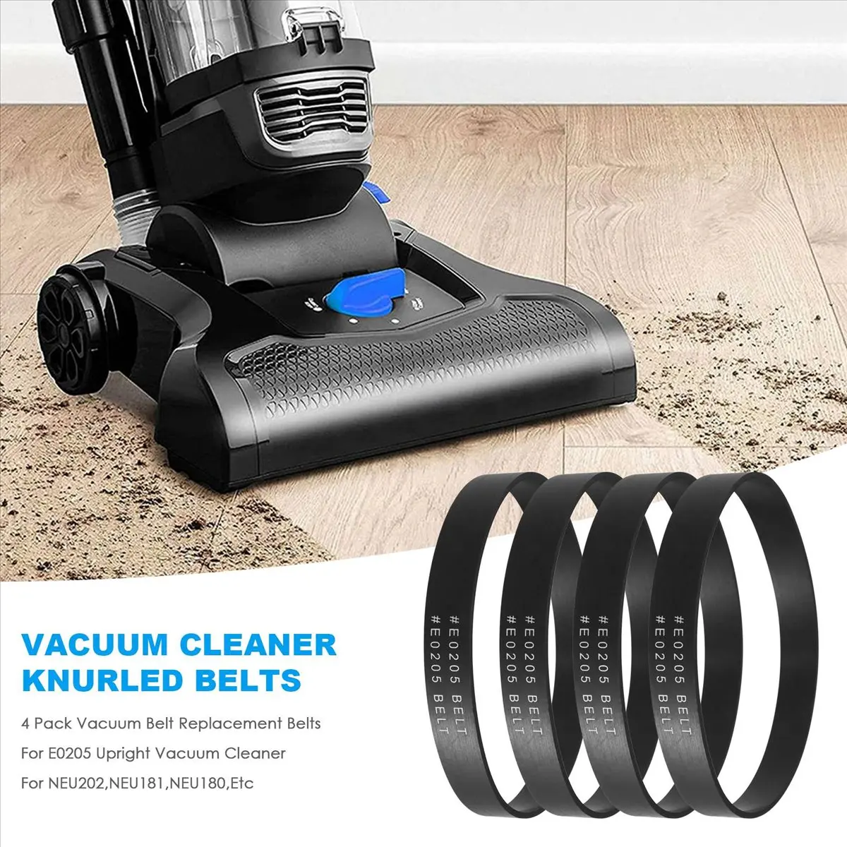 PROFESSIONAL USE 4 Pack Vacuum Belt Replacement Belts for Style U E0205 Upright Vacuum Cleaner,for NEU202,NEU181,NEU180,Etc