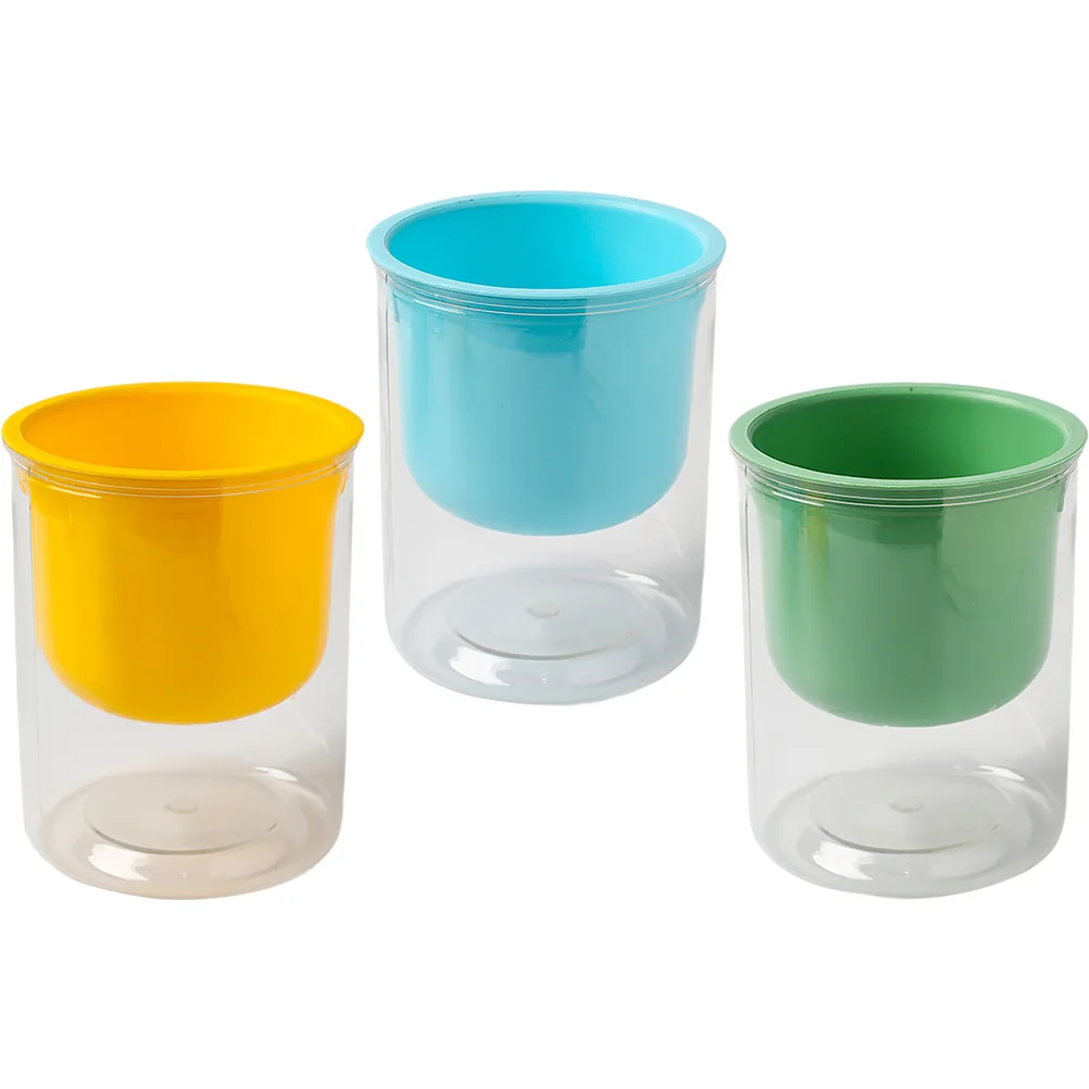 

3 шт. самополивающиеся цветочные горшки, синие, зеленые, желтые, диаметром 10 см, ленивые кашпо, сочные горшки, растения, вода