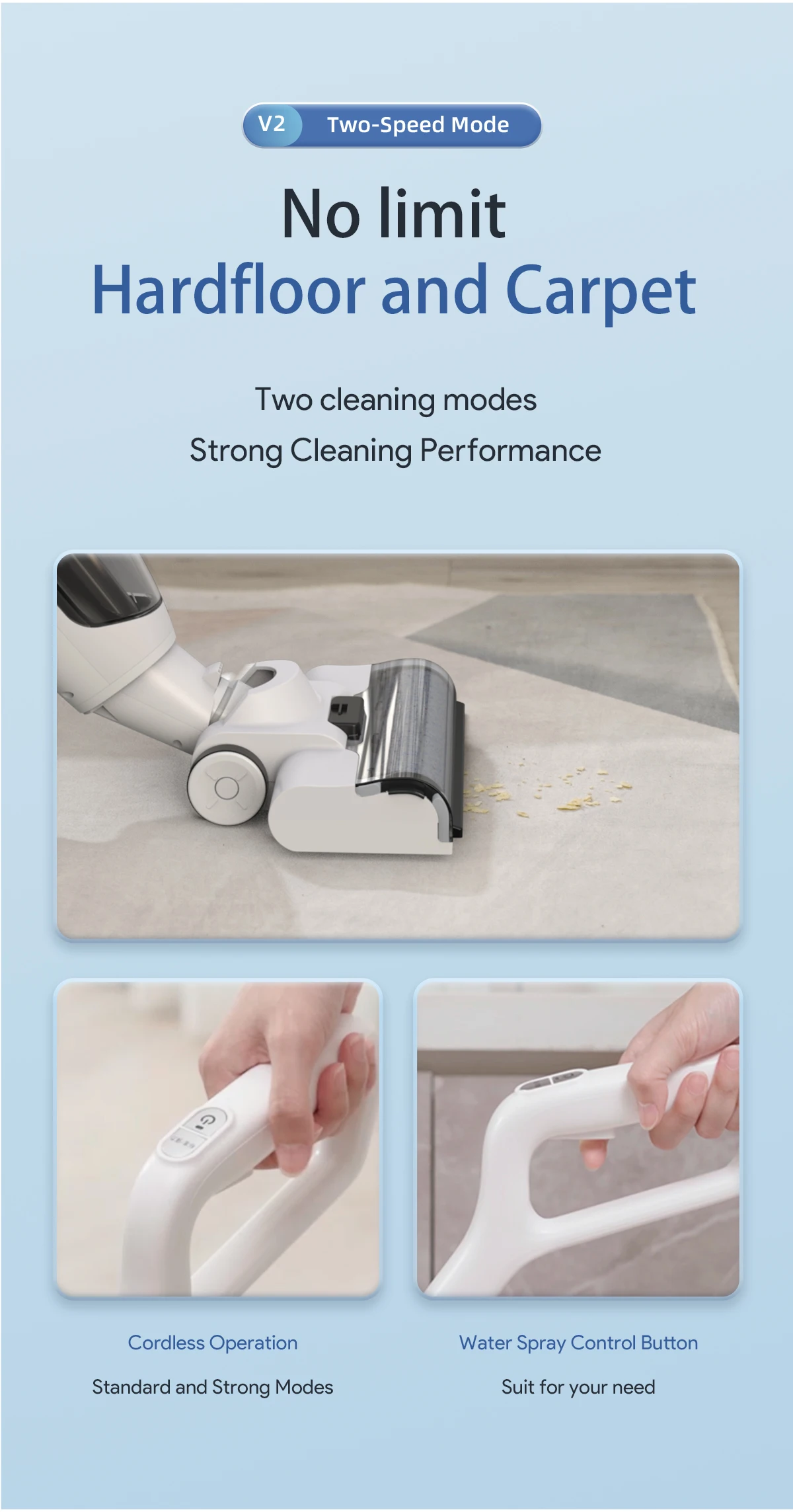 V2 Cordless Handheld Carpet Cleaning Machine Robot For Home Use Mop Machine With Self Cleaning Wet And Dry Vacuum Cleaner