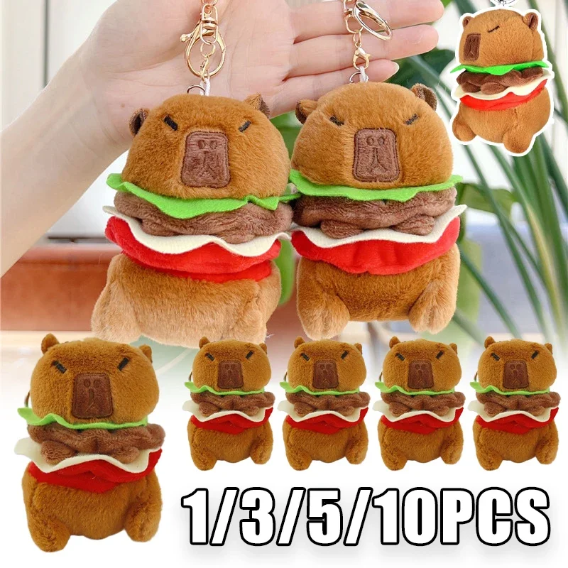 

Kawaii Капибара, плюшевая гамбургская подвеска, милый брелок с мягкими животными, аниме, пушистая кукла, подарочная игрушка