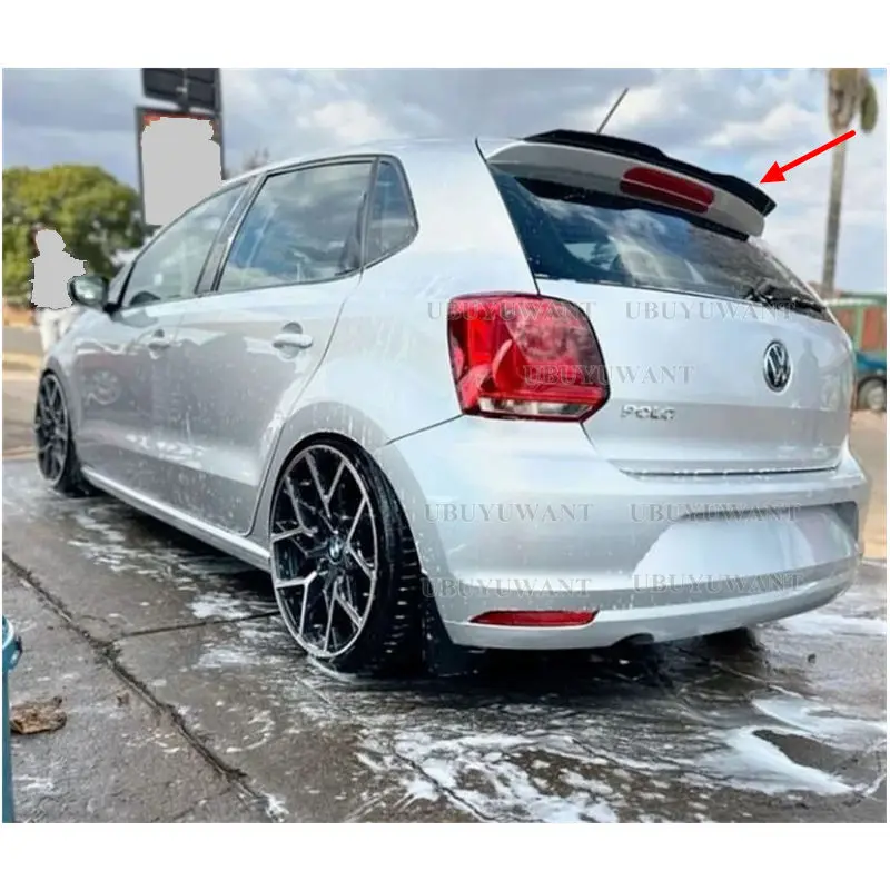 SPOILER-VERLÄNGERUNG für Volkswagen Polo AW MK6 Spoilerlippe aus ABS-Kunststoff, glänzend schwarz, für VW Polo AW GTI R-Line 2018 - UP Dachspoiler – Detail 2