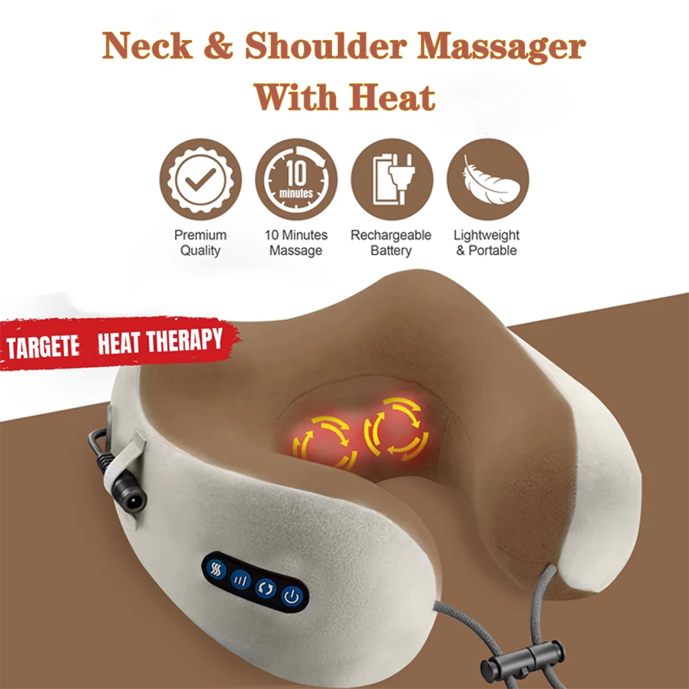 

Electric Neck Massager Portable U shaped Pillow For Neck Shoulder Cervical Relaxing Massager Pillow Outdoor Home Car