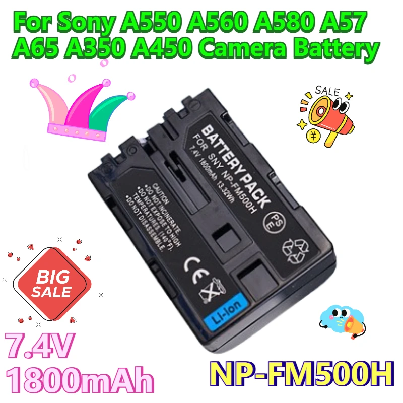 

7.4V 1800mAh NP-FM500H for Sony A550 A560 A580 A57 A65 A350 A450 Camera Battery