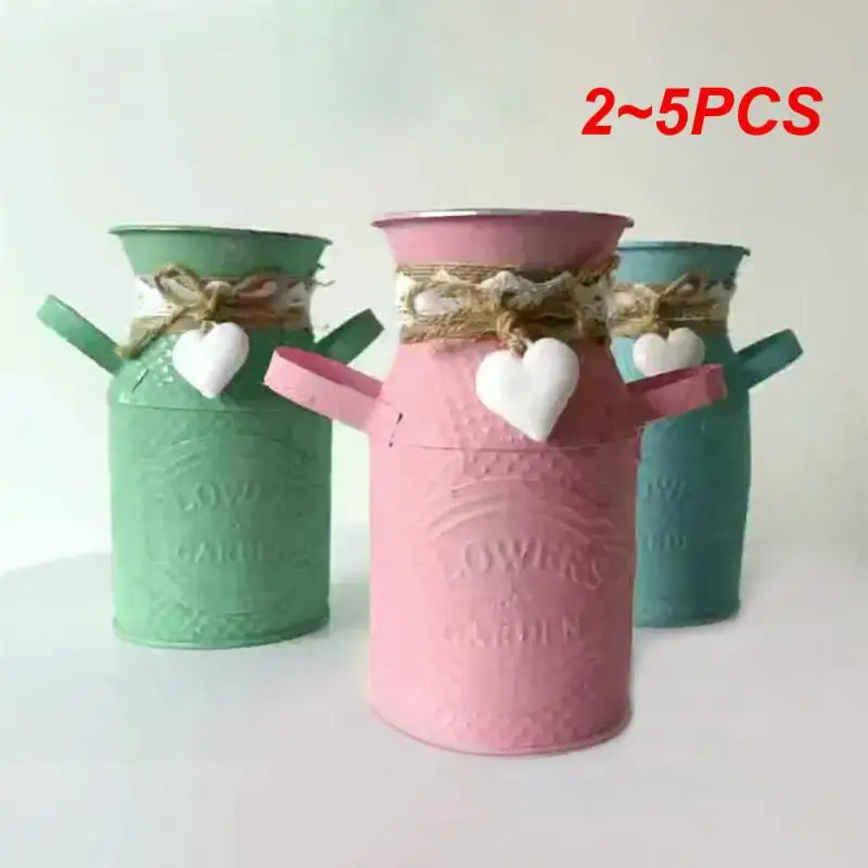 2~5PCS Flower Vase Home Flower Arrangement Living Room Metal Vintage Shabby Chic Flower Vase Tin Pitcher Jug Wedding Home