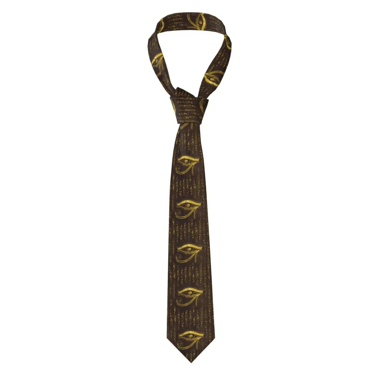 Custom Golden Egyptian Eye Of Horus And Hieroglyphics Necktie Men Mens Suit Tie Ancient Egypt For Thanksgiving Day