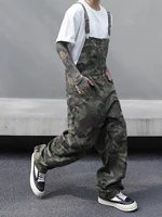 Men's Multi-Pocket Camouflage Printed Denim Overalls - Cotton, Non-Elastic, Machine Washable - Ideal for Casual Outings - Image 4