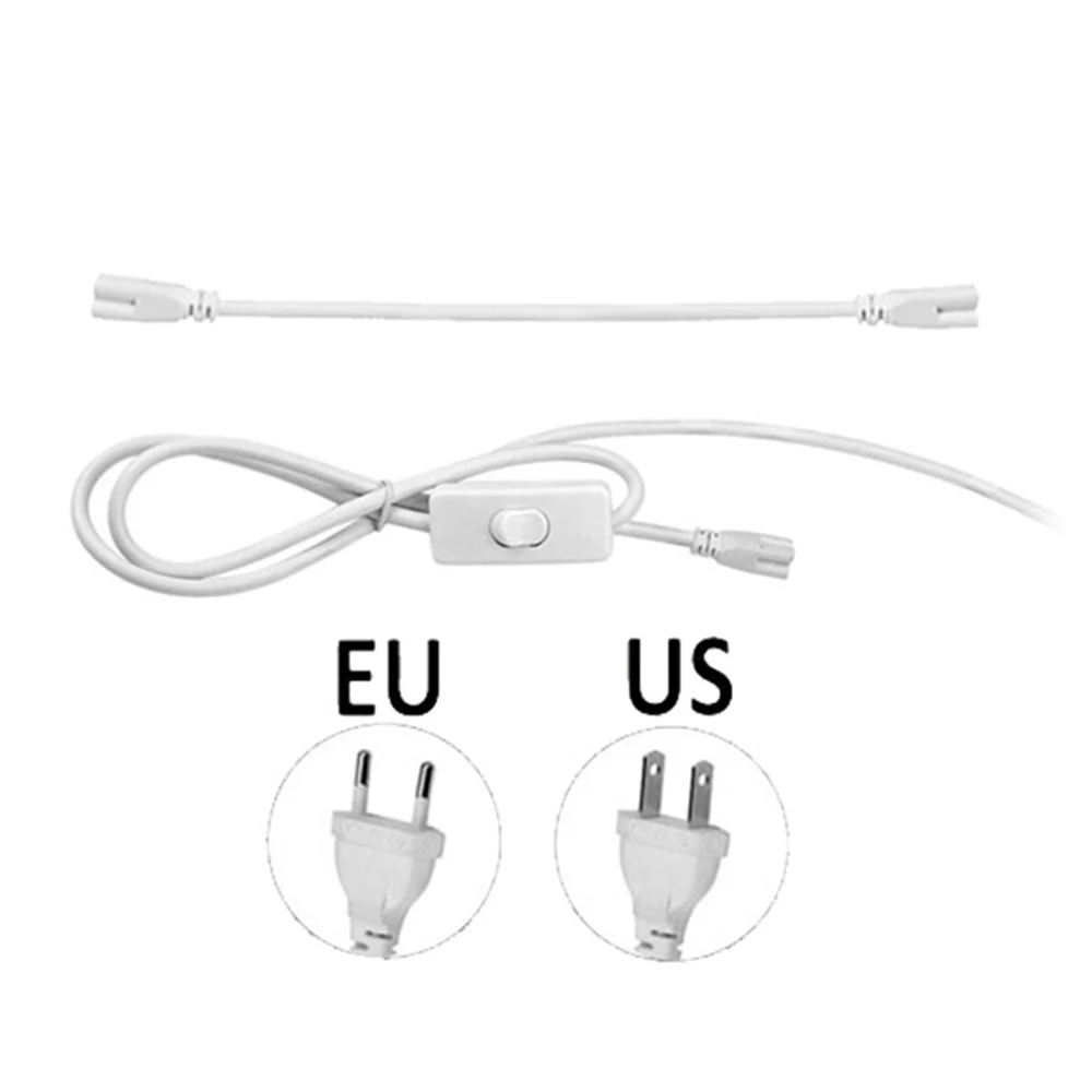 Tube T5 Lighting Accessory 30cm Connection Wire US /EU Plug Switch Cable 120cm 2 Hole 3 Hole For LED Lamp