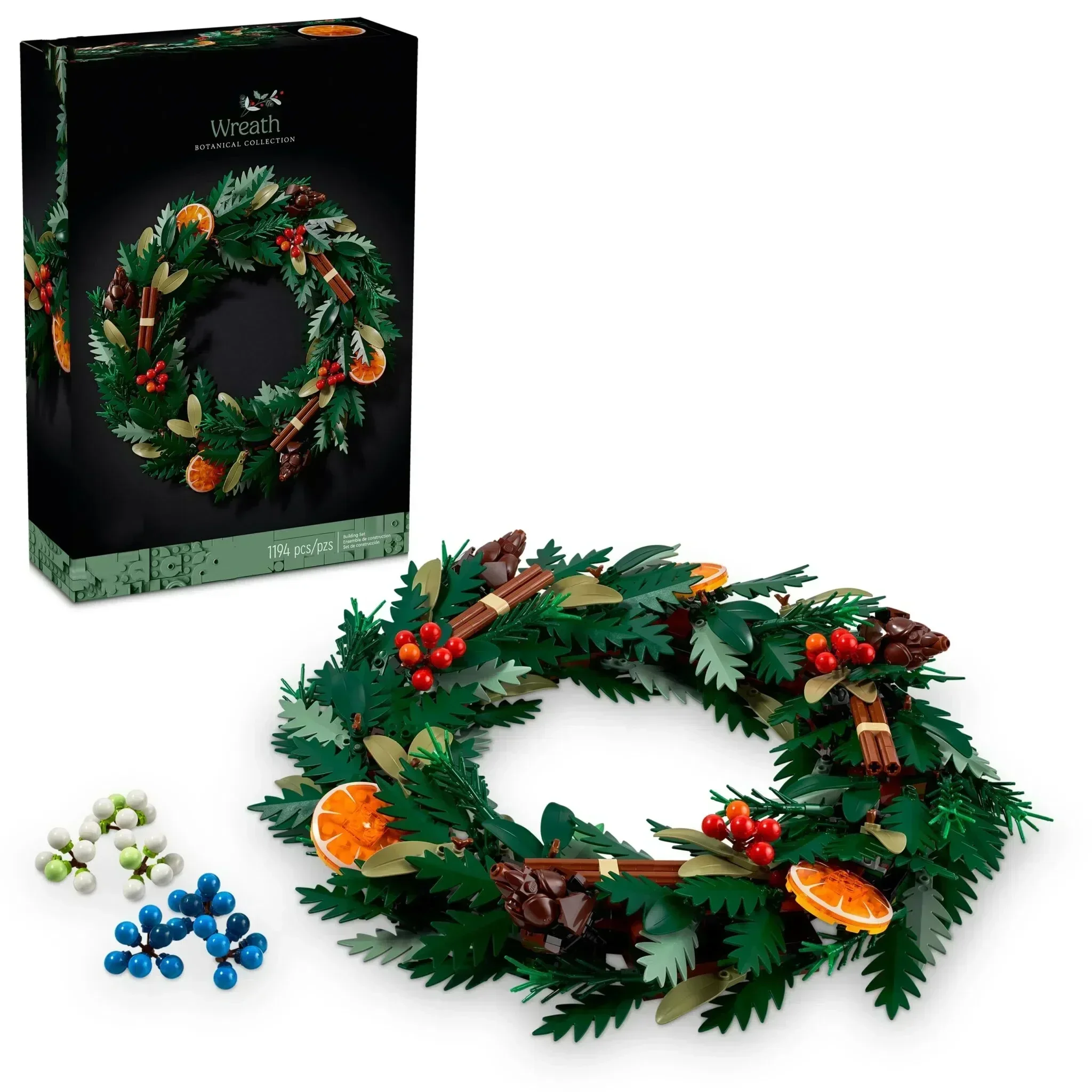 Creative Icons Christmas Wreath Botanical 10340 Building Blocks Seasonal Showcase Model Brick Toys Christmas Gift For Children